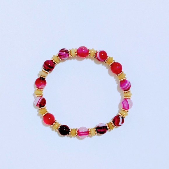 Striped Agate/Lemon Jade Bracelet - Picture 4 of 11